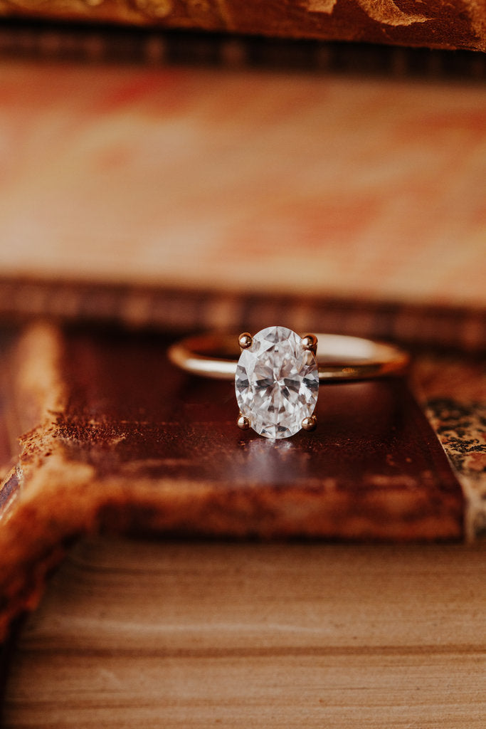 Solid Gold Lab-Grown Diamond Oval 4-Prong Solitaire Ring