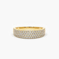 Solid Gold Half Eternity 4 Row Micro Pave Wedding Band