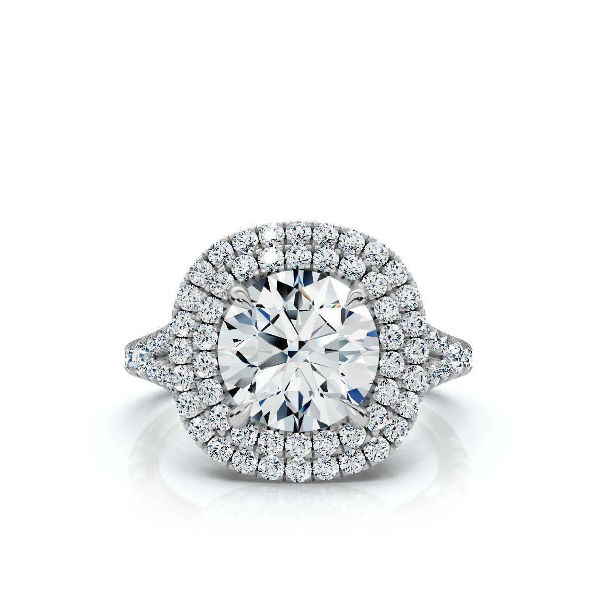 Solid Gold 2 CT Pave Set Halo Lab Grown Diamond Engagement Ring