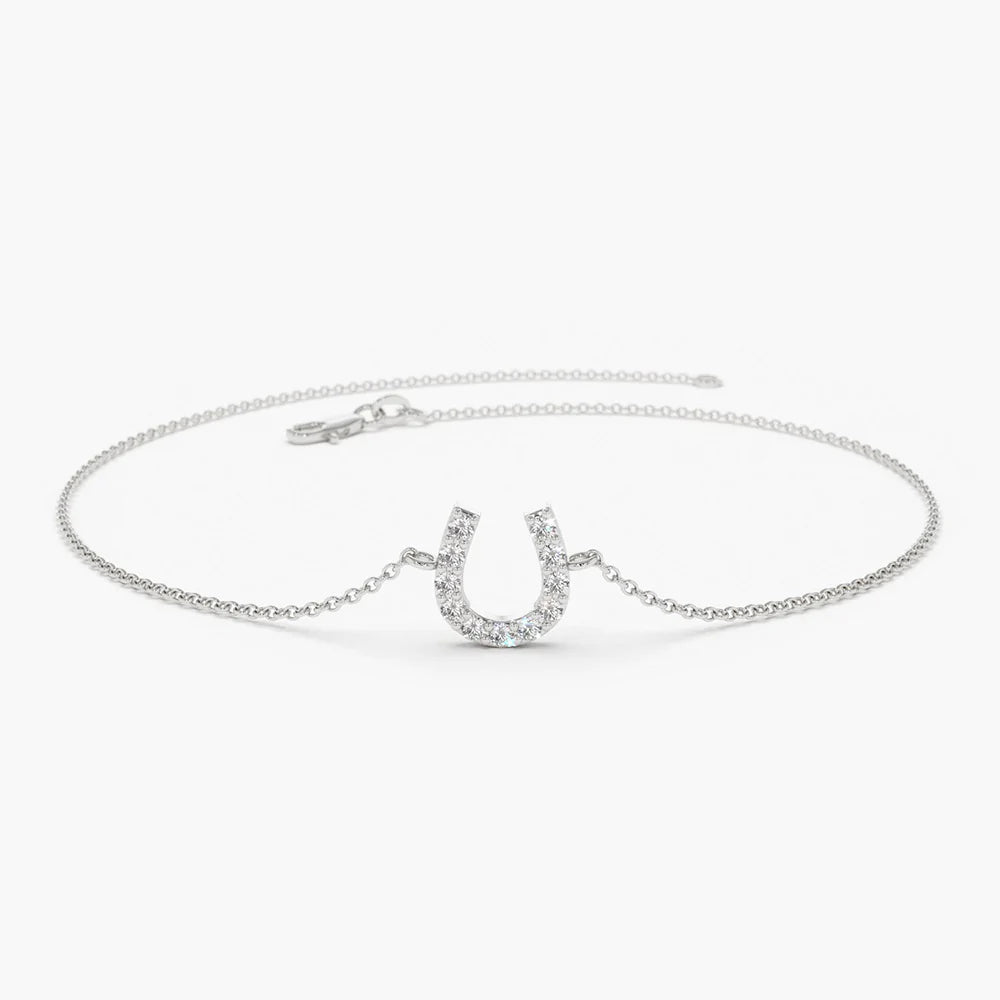 Solid Gold Mini Lab-Grown Diamond Horseshoe Bracelet