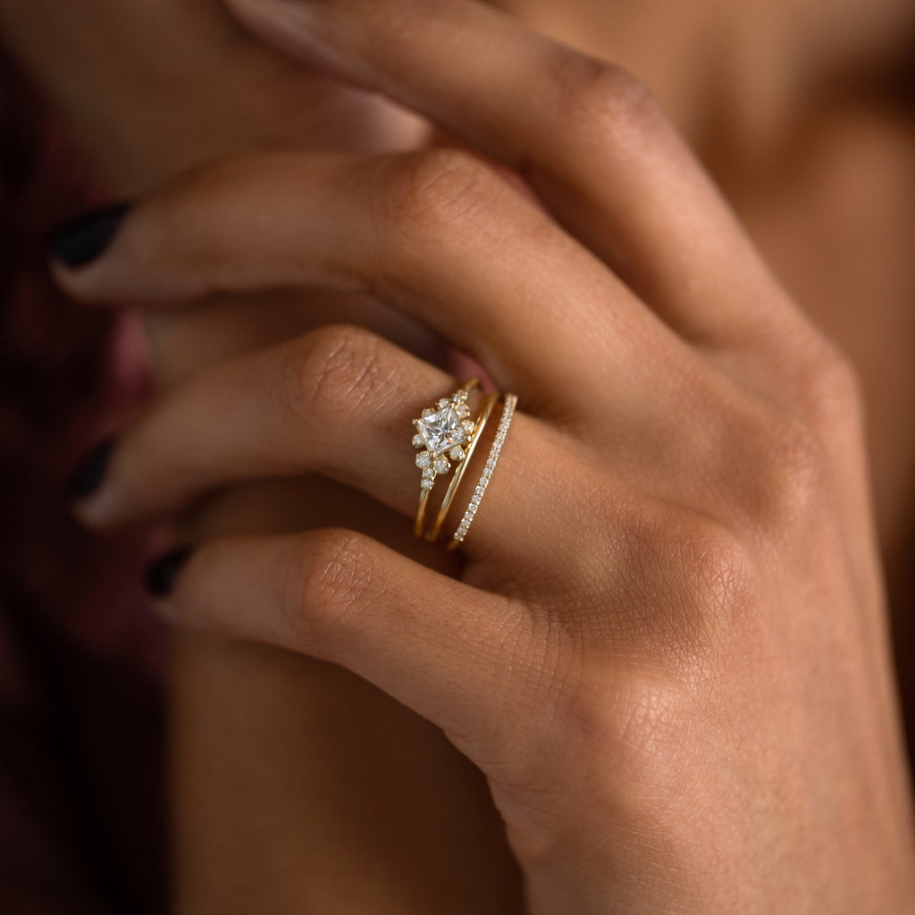 Solid Gold Wisp Eternity Diamond Thin Stacking Band