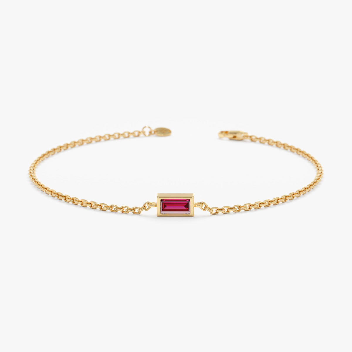 Solid Gold Ruby Birthstone Bracelet