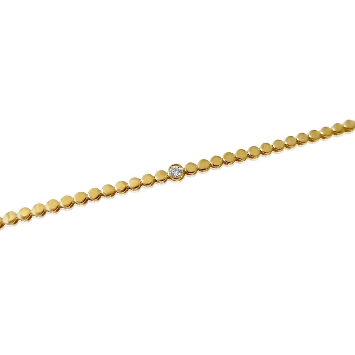 Solid Gold Round Single Bezel Diamond Bracelet