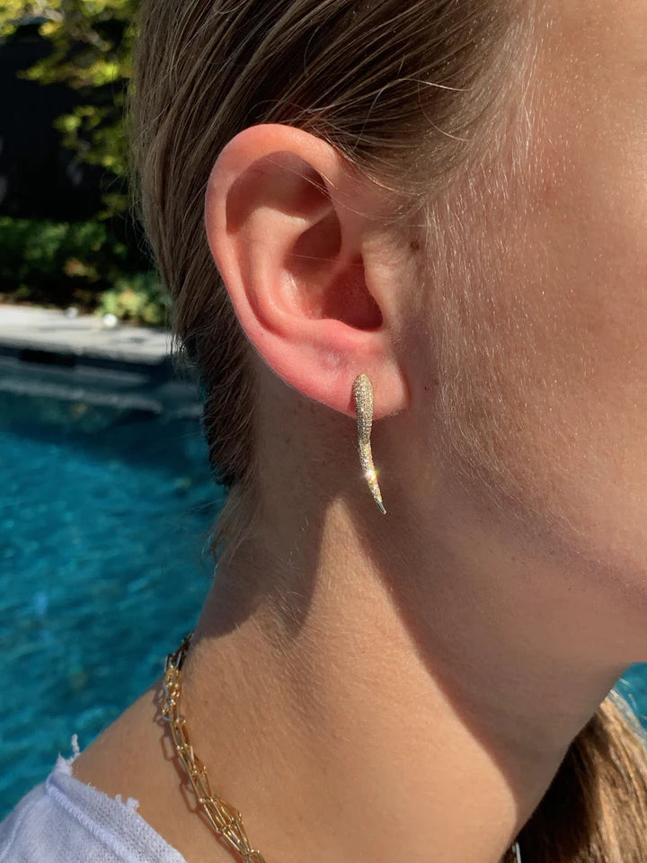 Solid Gold Large Diamond Horn Earrings
