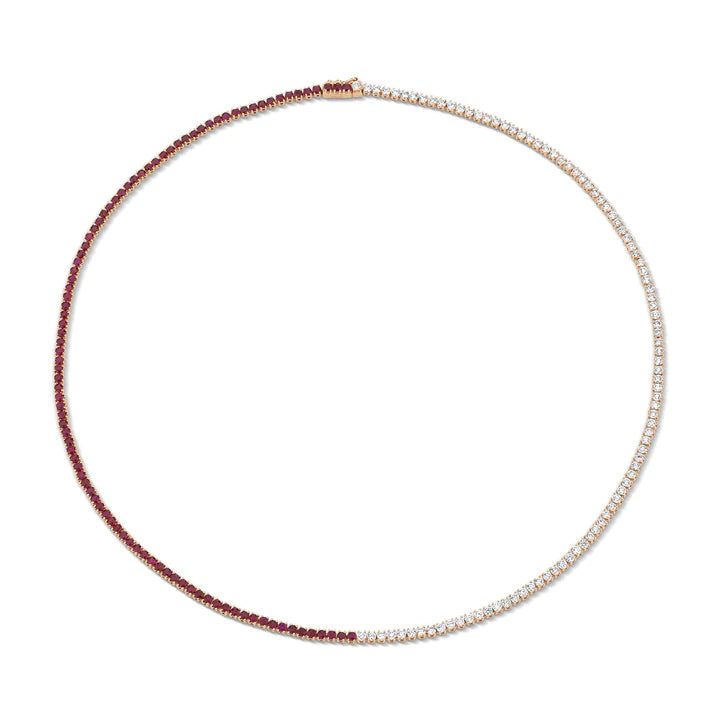 Solid Gold Diamond And Ruby Hepburn Choker