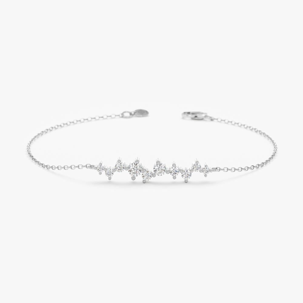 Solid Gold Diamond Cluster Bracelet