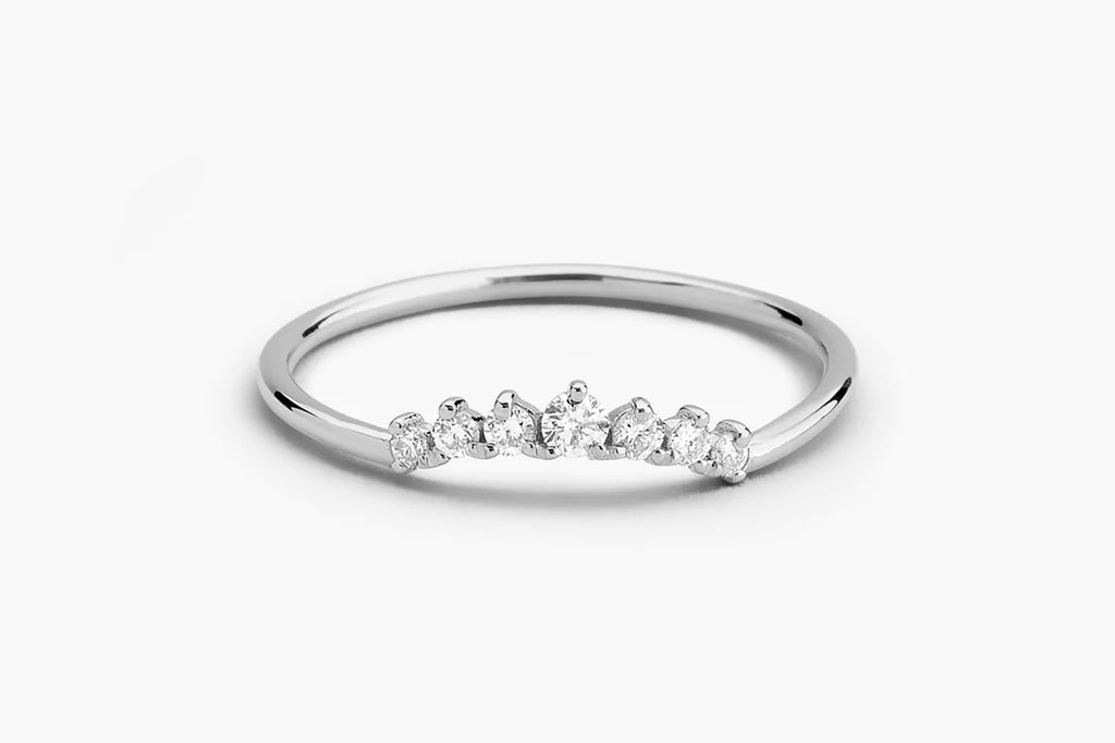 Solid Gold Curved Diamond Ring (34E337)