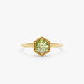 Solid Gold Hexagon Peridot Ring (1C910E)