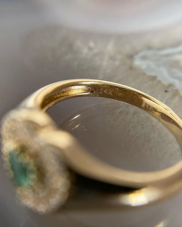 Solid Gold Emerald And Diamond Heart Signet Ring