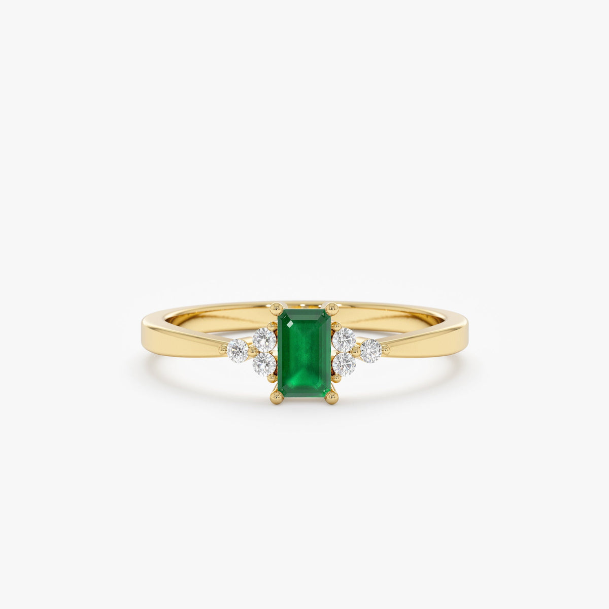 Solid Gold Emerald and Diamond Engagement Ring (70DA51)