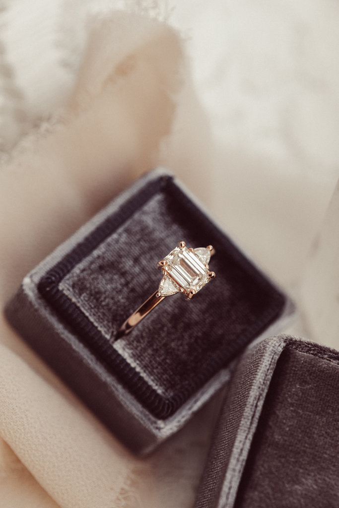 Solid Gold Lab-Grown Diamond Emerald Cut Ring (001C6B)