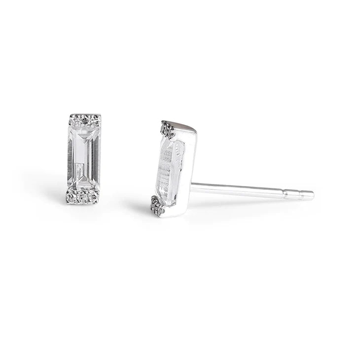 Solid Gold Maizey Diamond And Topaz Earrings