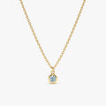 Solid Gold Aquamarine Charm Necklace (9A6052)