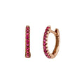Solid Gold Small Ruby Huggies / Hoops