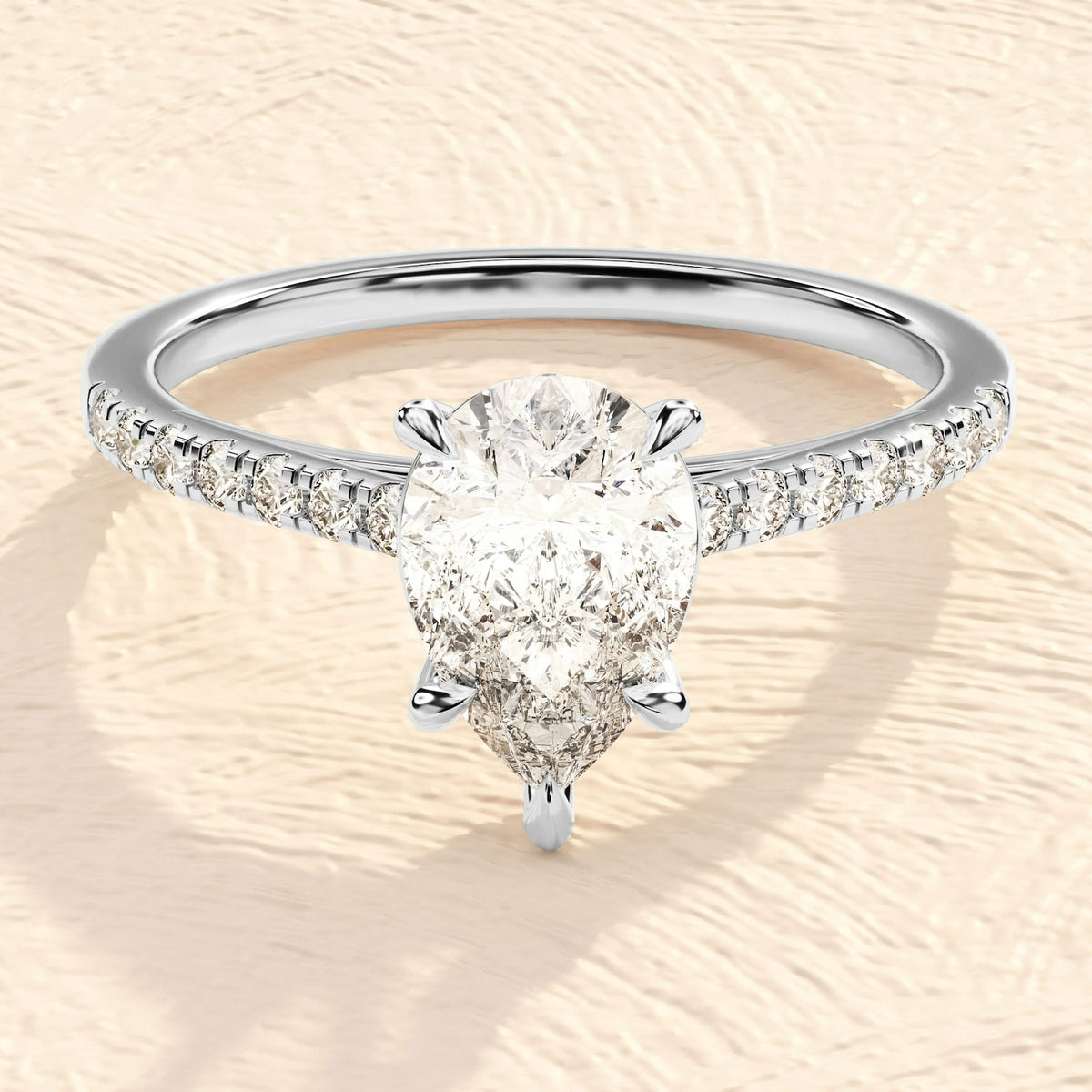 Solid Gold 2.5ct Pear Cut lab Grown Diamond Engagement Ring
