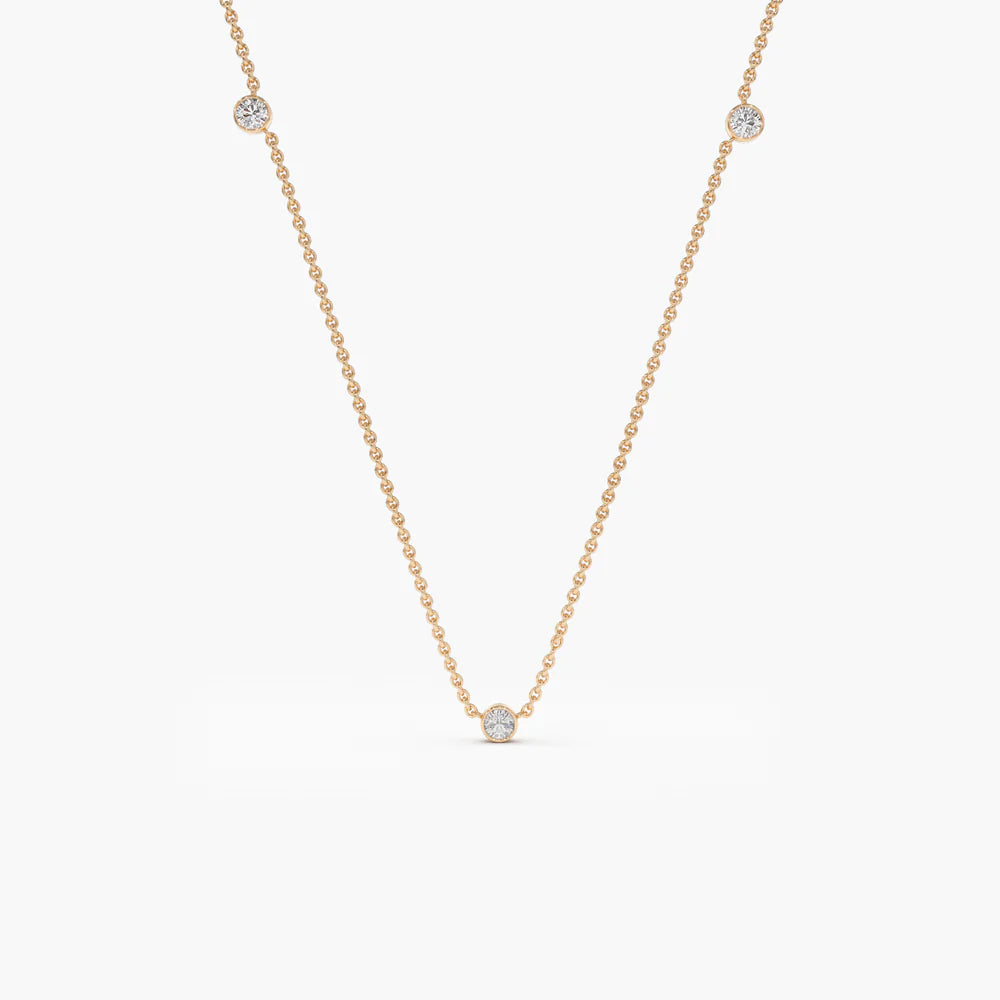 Solid Gold Bezel Setting Diamond by the Yard Necklace