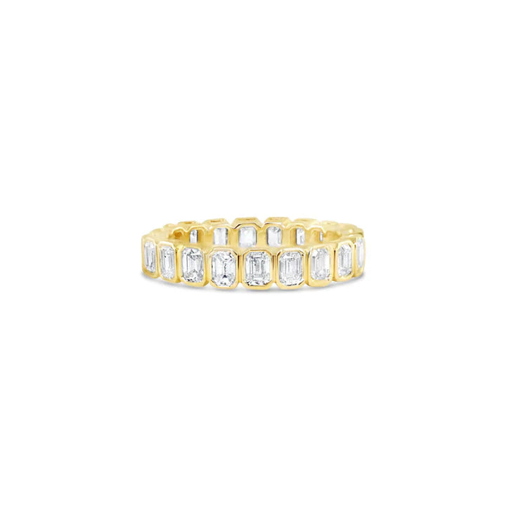 Bezel Set Emerald Cut Moissanite Eternity Ring, photo 2