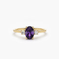 Solid Gold Amethyst Oval Ring (F225FB)