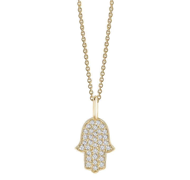 Solid Gold Diamond Hamsa Necklace (76511A)
