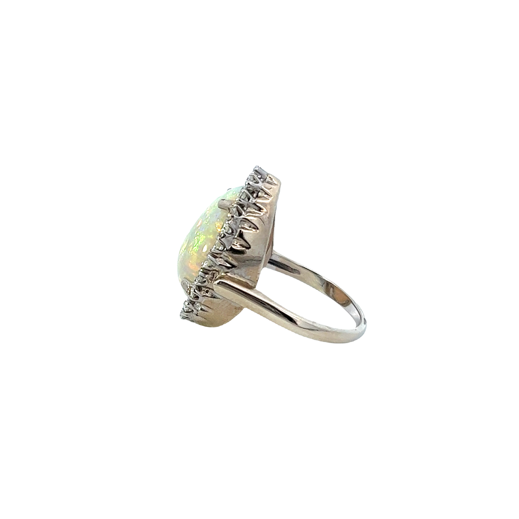 18K Solid Gold Opal Diamond Ring - Style B