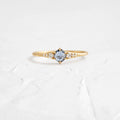 Solid Gold Blue Sapphire and Diamond Ring (3B214B)