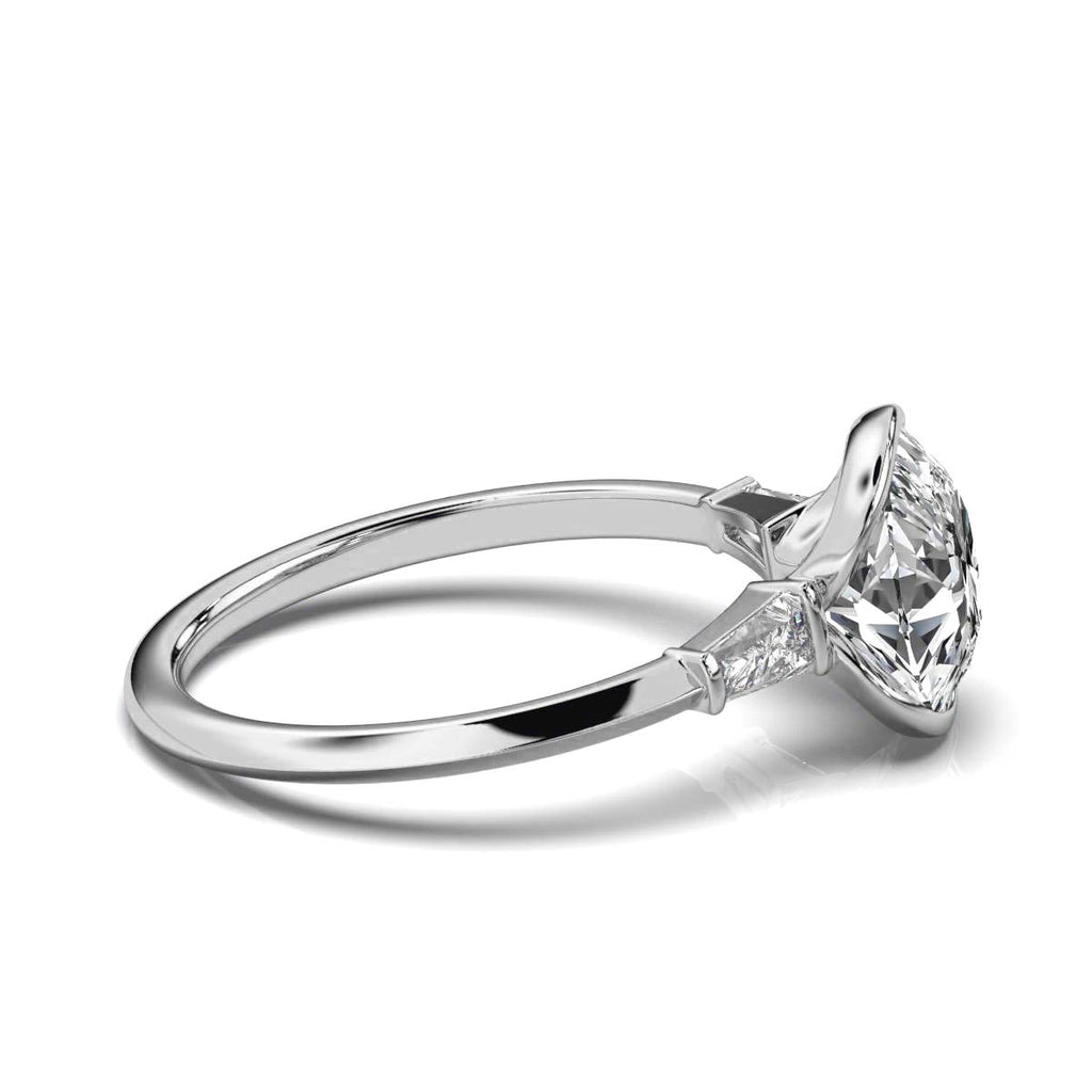 Solid Gold Three Stone Baguette Lab Grown Diamond Ring