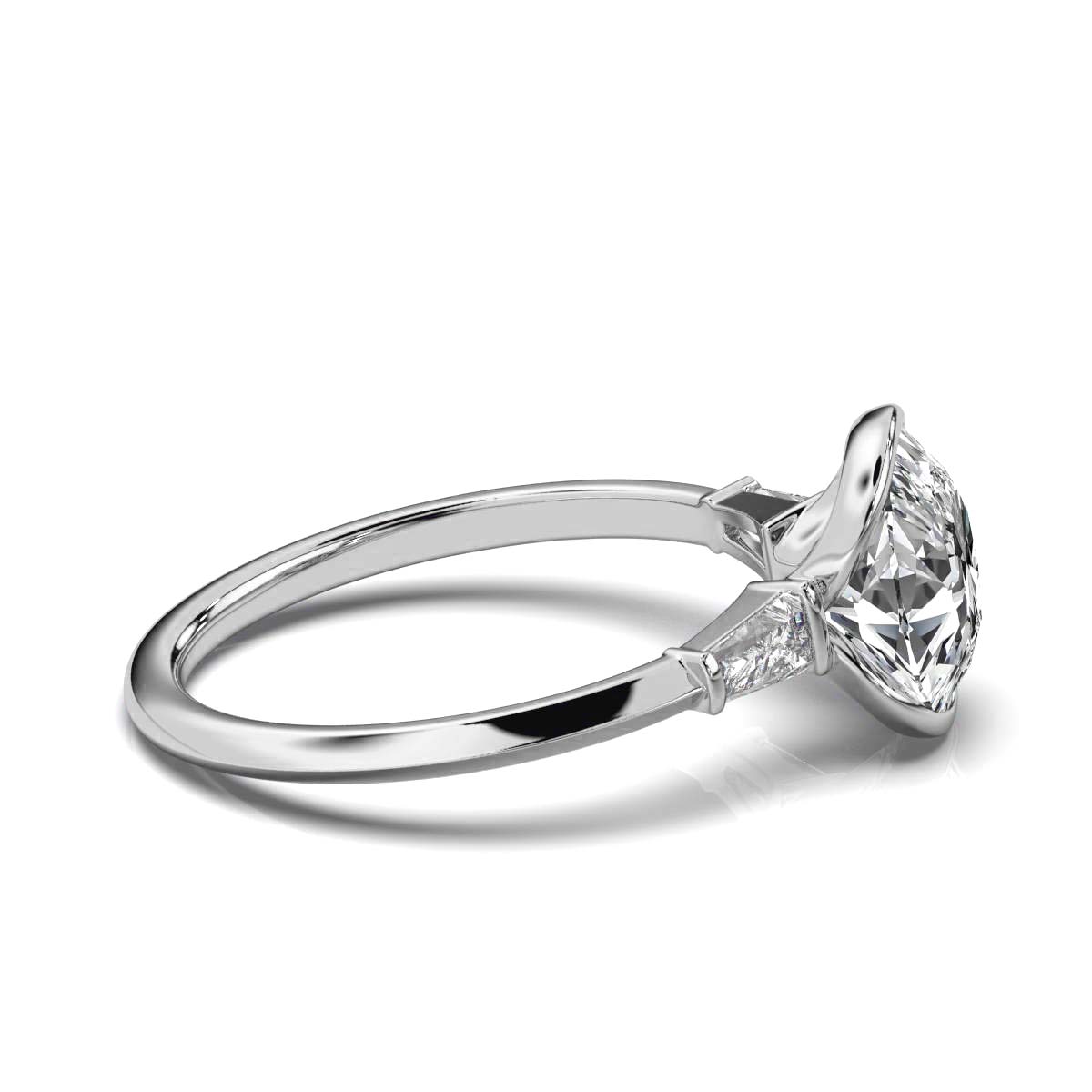 Solid Gold Three Stone Baguette Lab Grown Diamond Ring