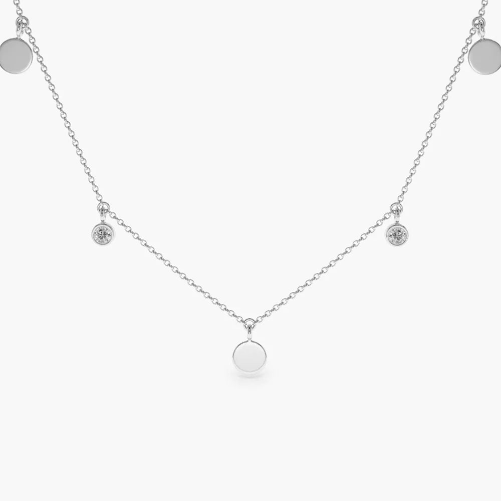 Solid Gold Dangling Diamond Disc Necklace (A796CE)