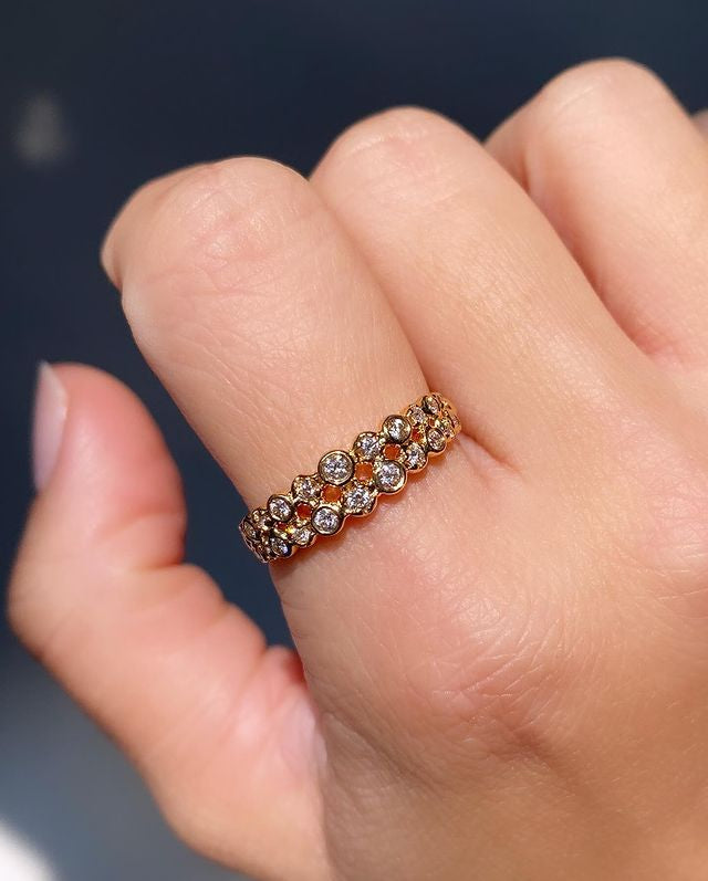 Solid Gold Two Stack Diamond Band