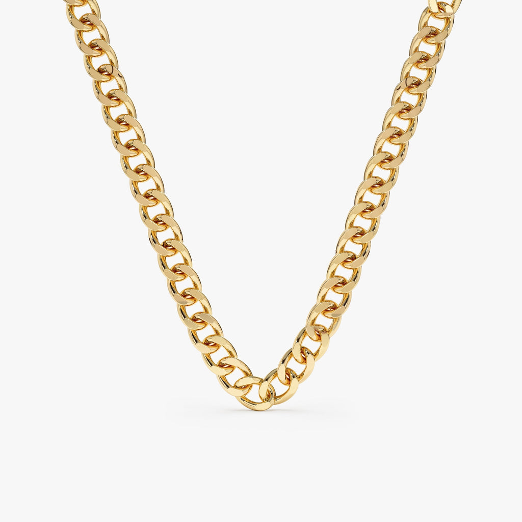 Solid Gold Cuban Link Chain Necklace - 3 mm (7E0E2D)
