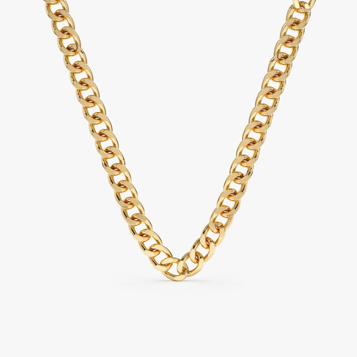 Solid Gold Cuban Link Chain Necklace - 3 mm (7E0E2D)