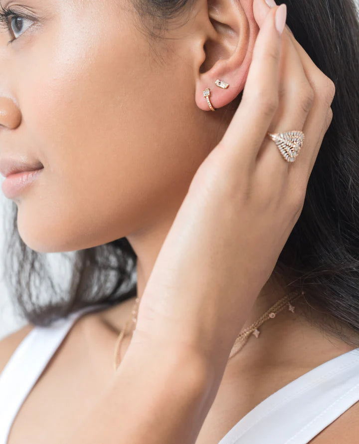 Solid Gold Maizey Diamond And Topaz Earrings