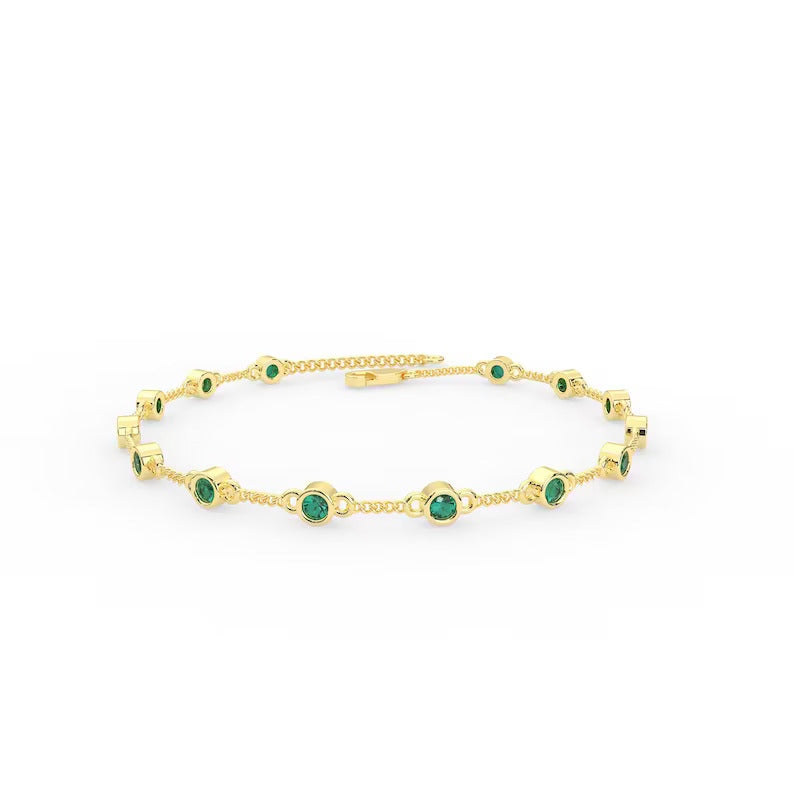 Solid Gold Emerald Bracelet