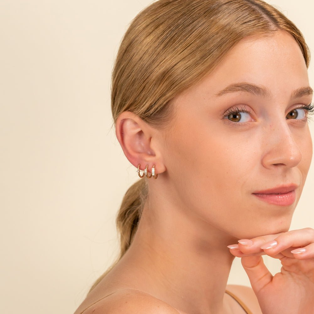Solid Gold Mini Baguette Hoop Earrings