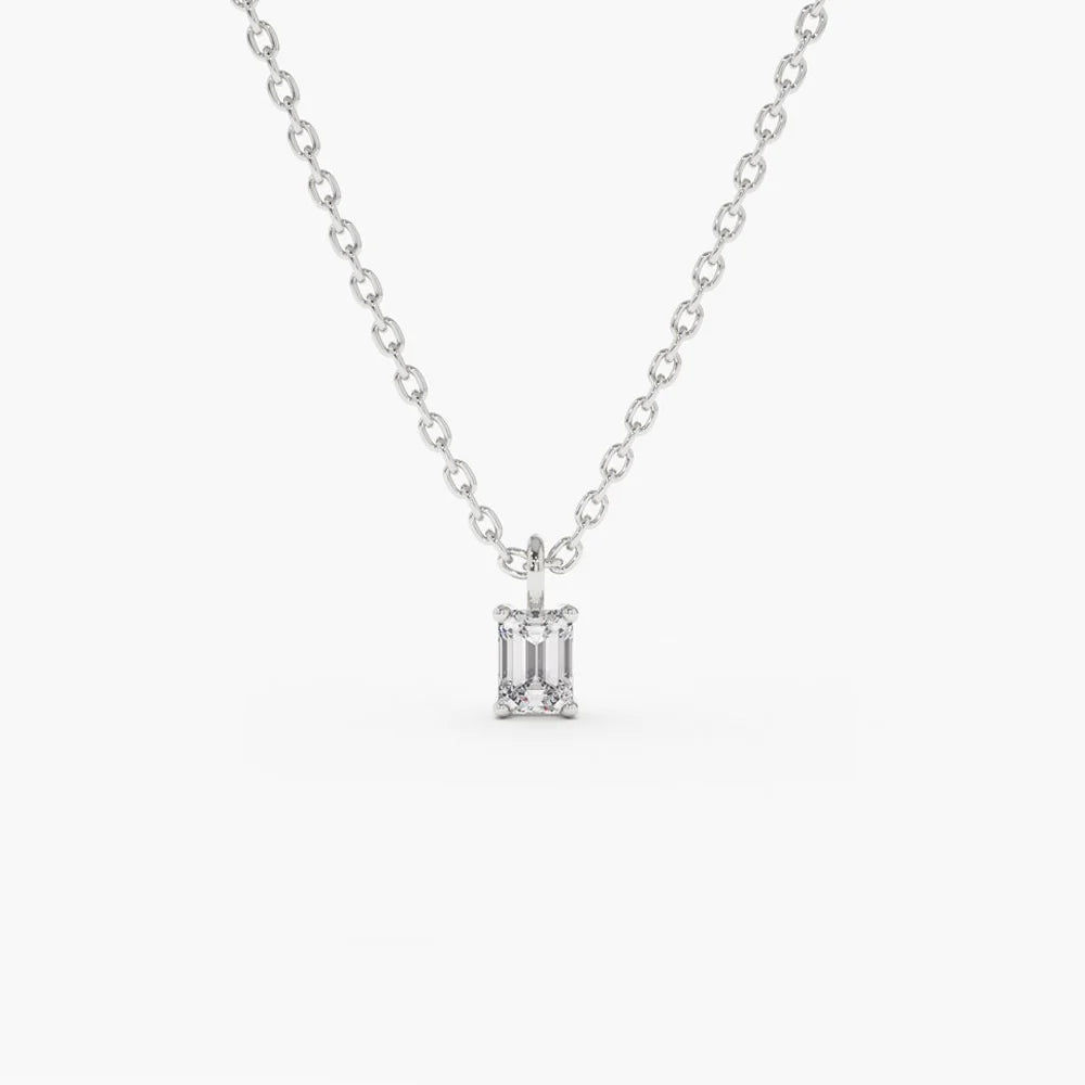 Solid Gold Emerald Cut Diamond Solitaire