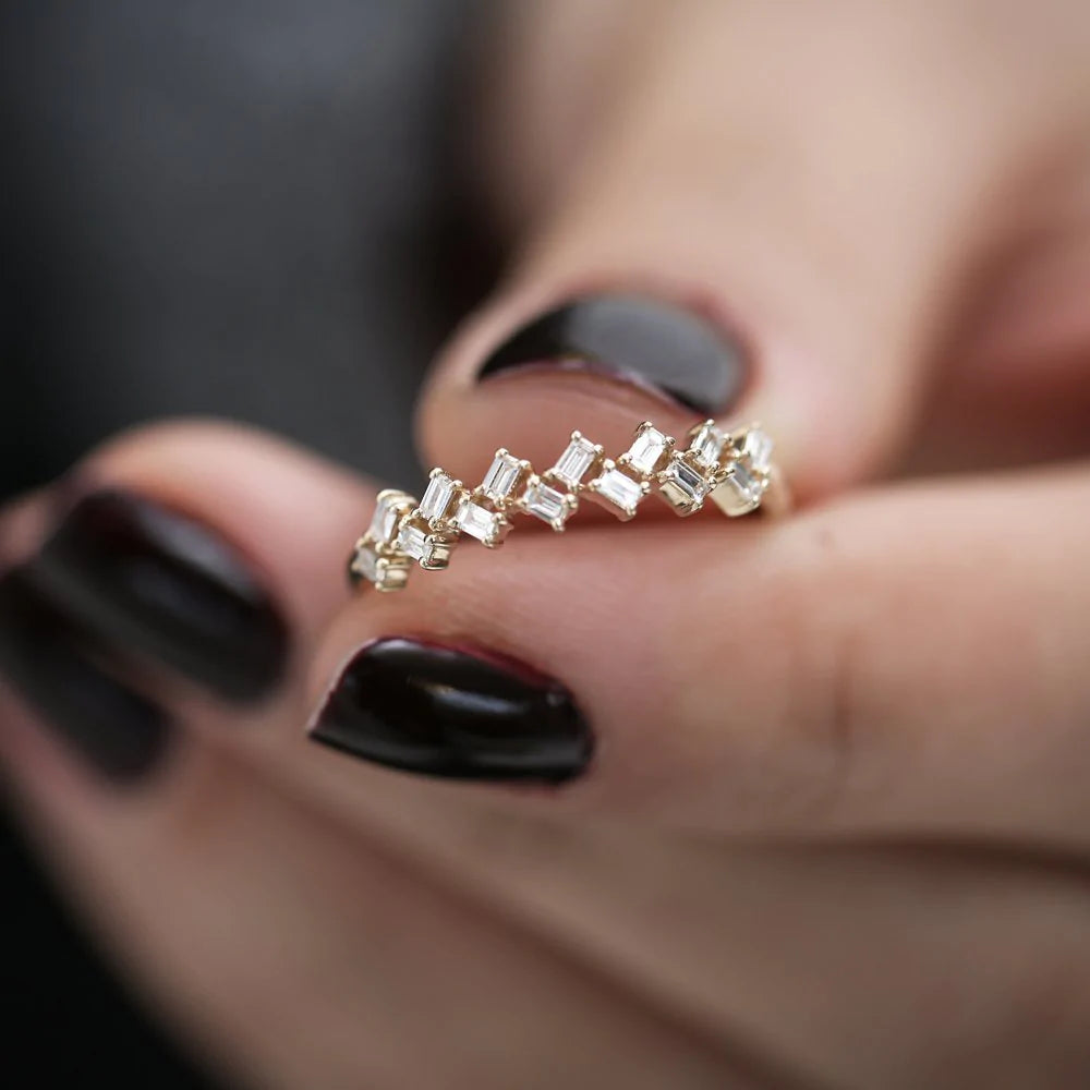 Zig Zag Baguette Moissanite Ring – 1.20mm Band, photo 4