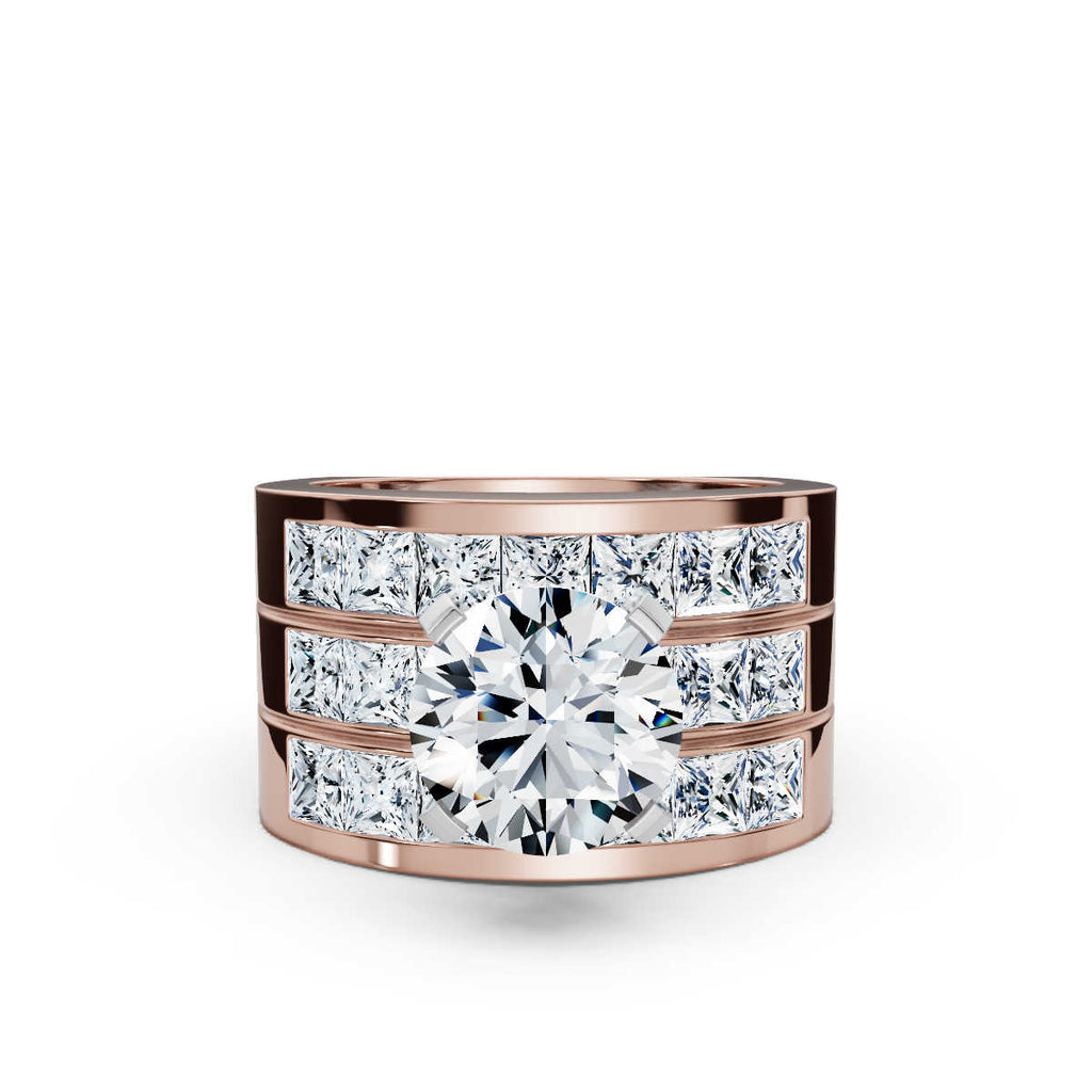 Solid Gold Triple Shank Lab Grown Diamond Ring
