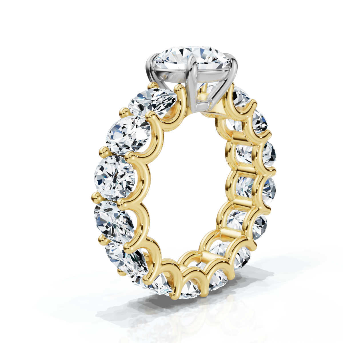 18K Solid Gold Bold Oval & Round Lab Grown Diamond Ring