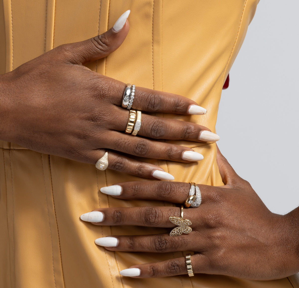 Solid Gold Diamond Multi Bar Pinky Ring (6620B7)