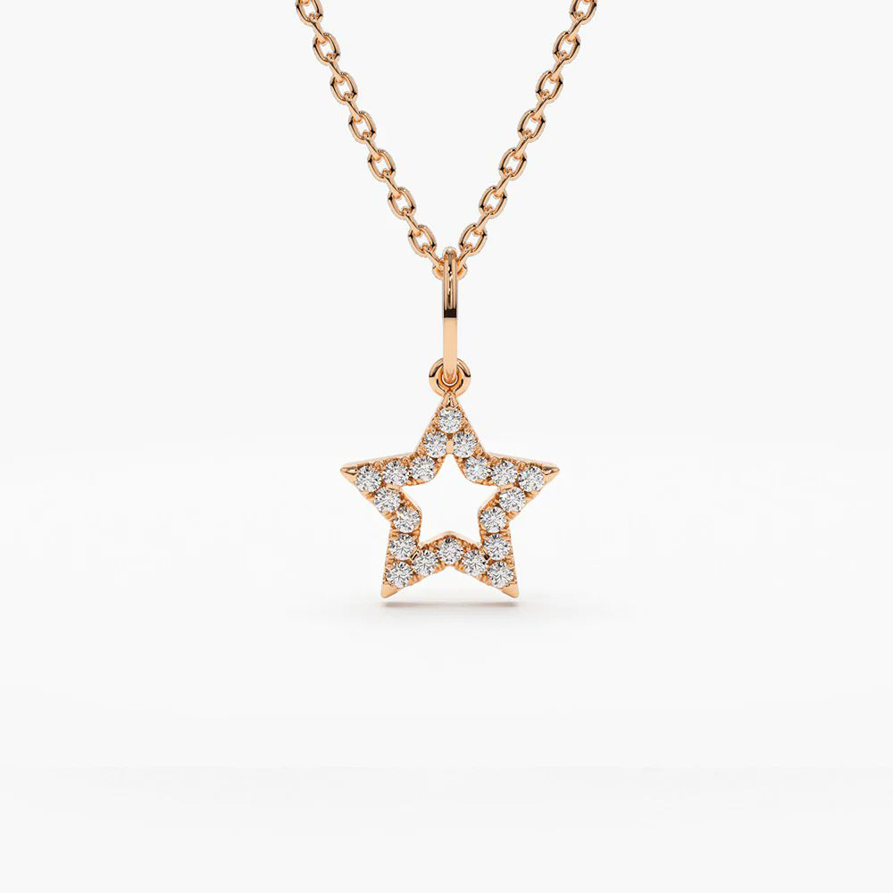 Solid Gold Super Star Diamond Layering Necklace