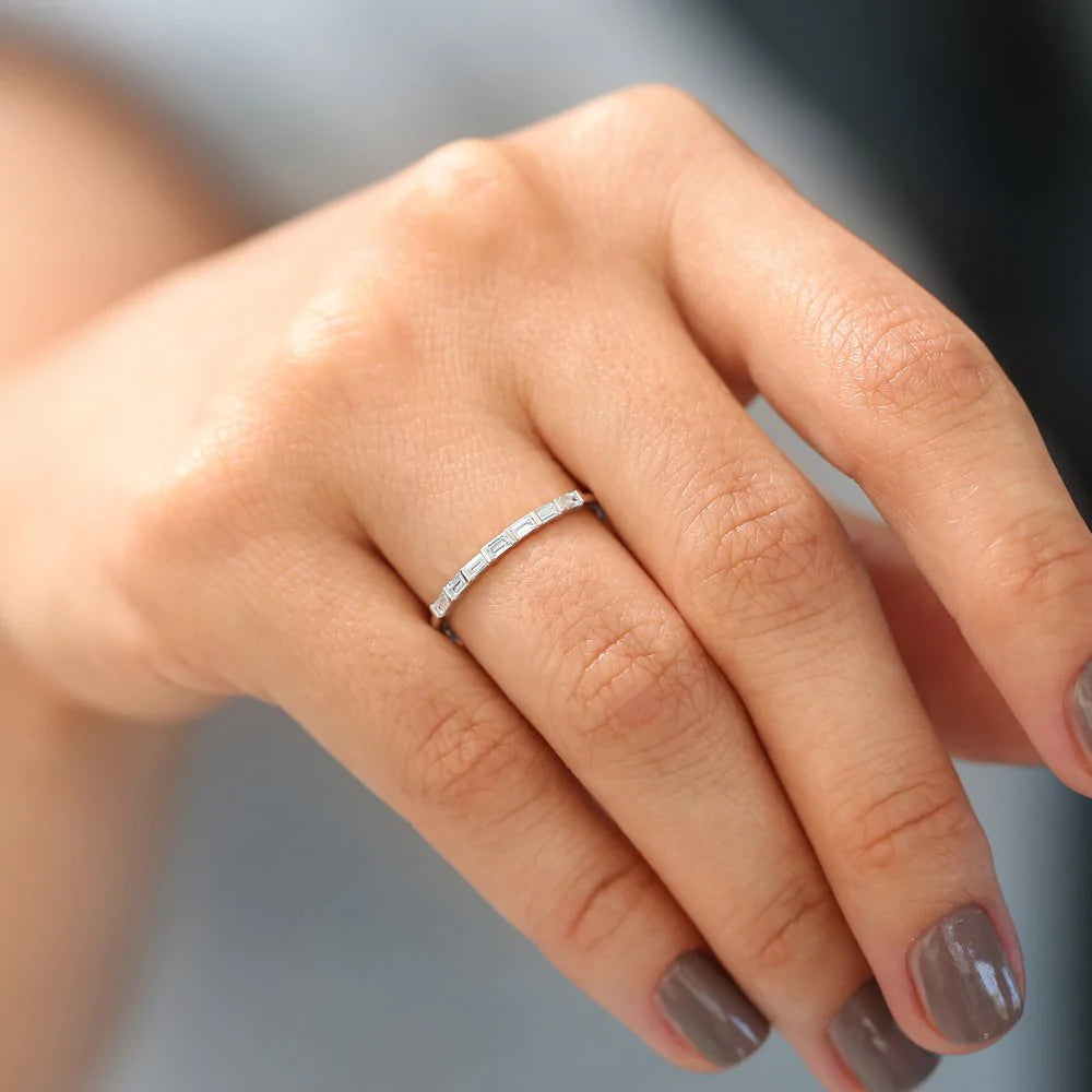 7 Stone Baguette Moissanite Wedding Ring, photo 2