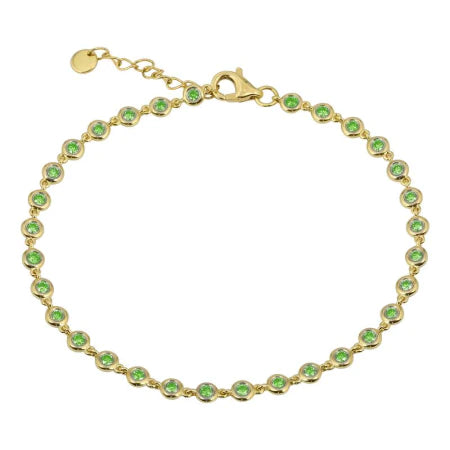 Solid Gold Emerald Bezel Set Tennis Bracelet
