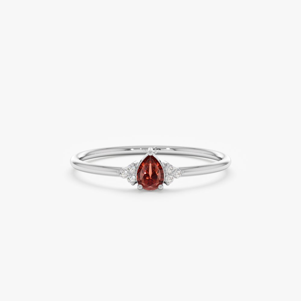 14K Solid Gold Petite Garnet Engagement Ring