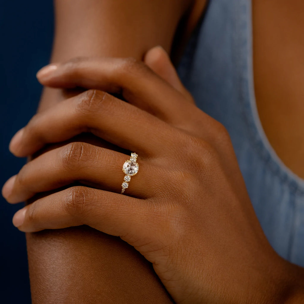 Solid Gold Rose Cut Diamond Ring
