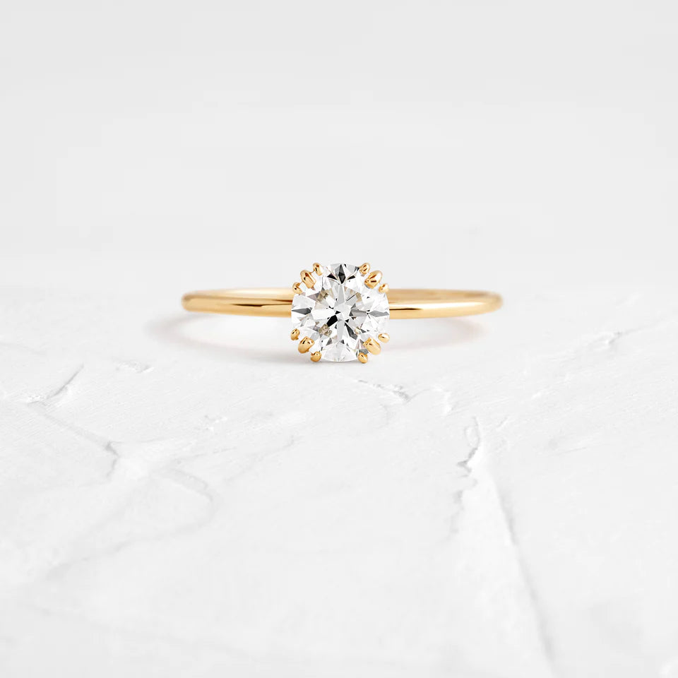 Solid Gold Lab-Grown Diamond Ring, Round Cut Diamond Ring (430666)