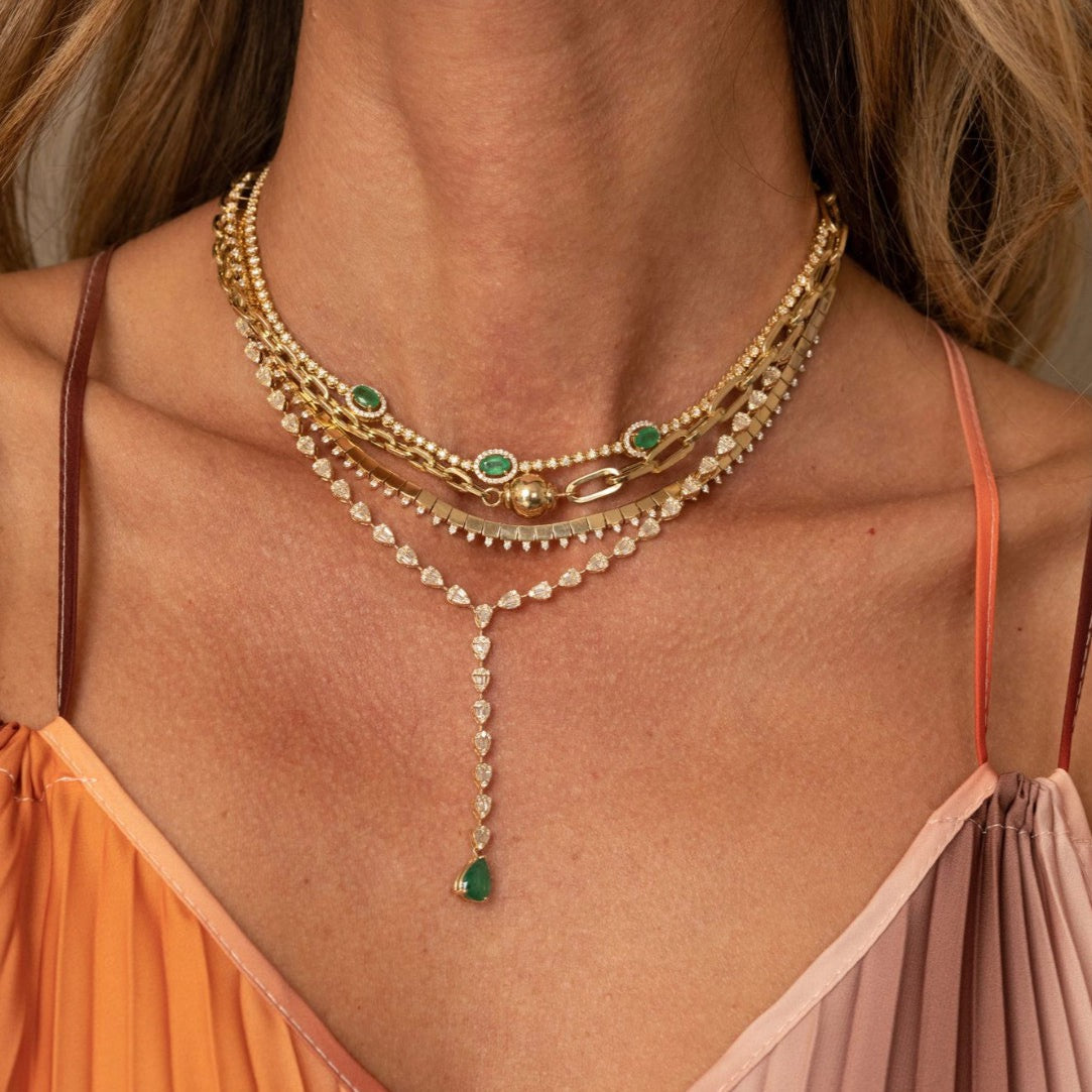 Solid Gold Square Prong Diamond Necklace