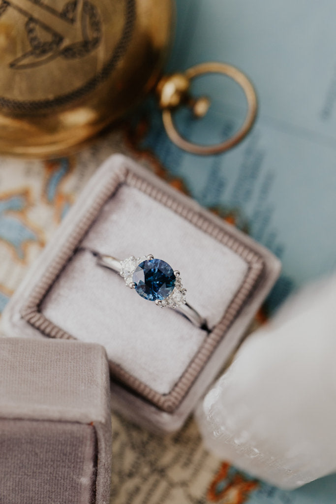 Solid Gold Blue Sapphire Engagement Rings