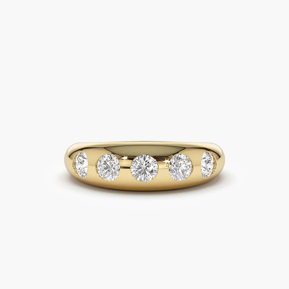 Solid Gold Dome Chunky Statement Diamond Ring