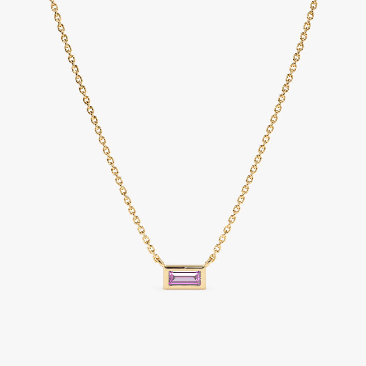 Solid Gold Dainty Amethyst Necklace (E5BC41)