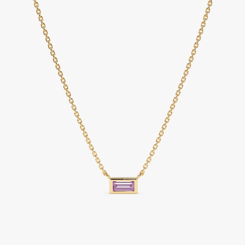 Solid Gold Dainty Amethyst Necklace (08FE43)